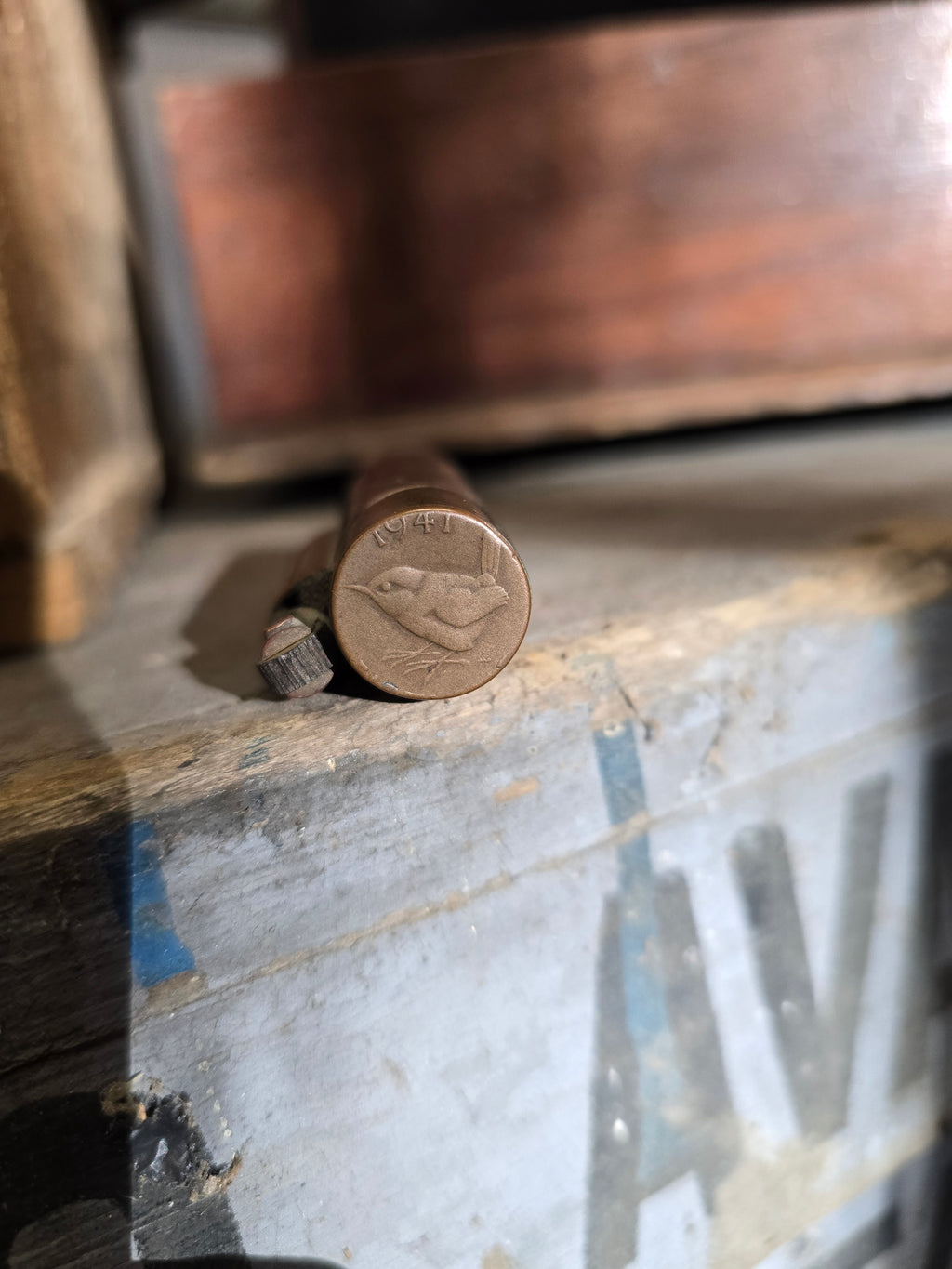 WW2 Trenchart Bullet Case lighter, British Farthing lid
