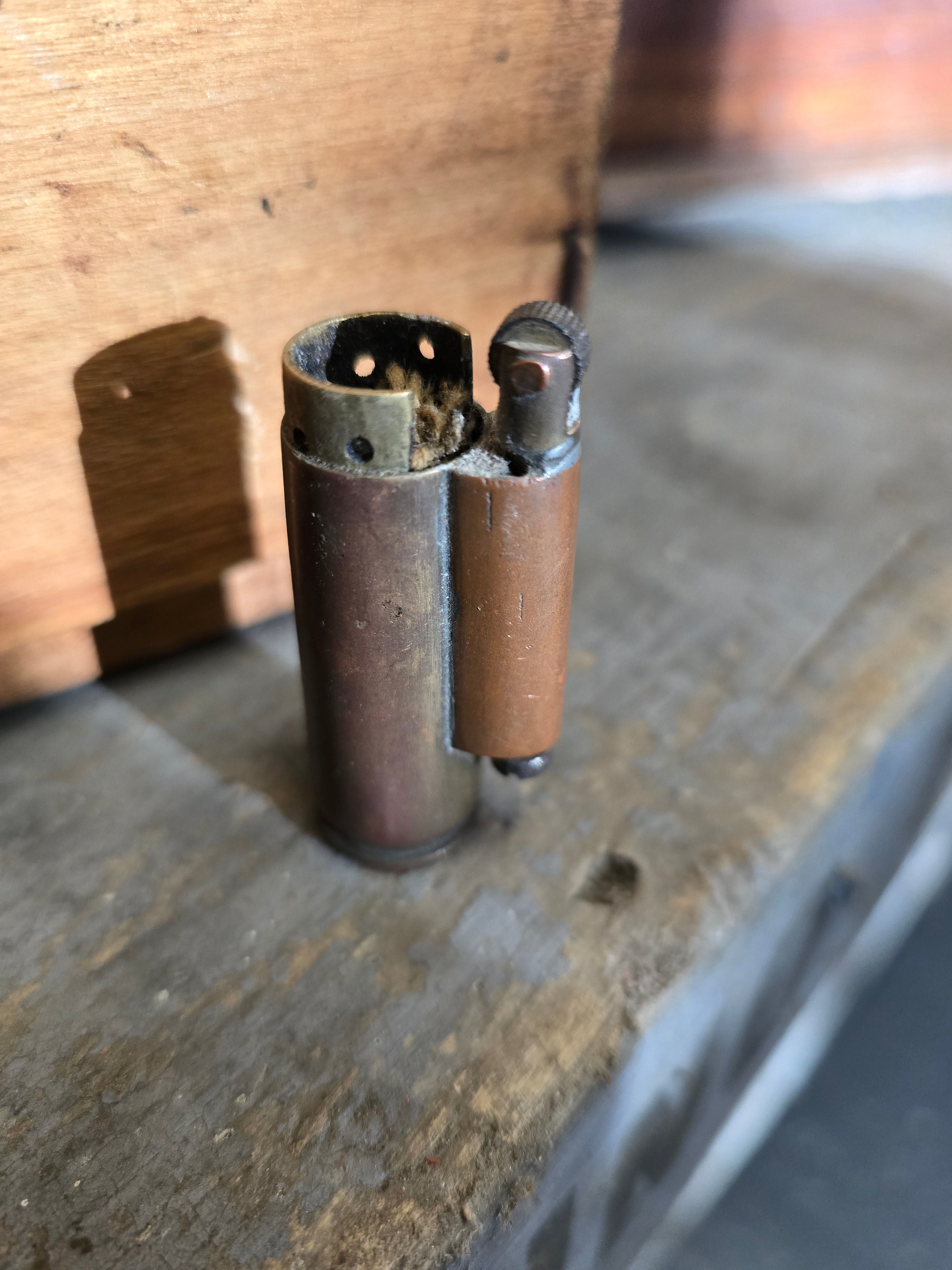 WW2 Trenchart Bullet Case lighter, British Farthing lid